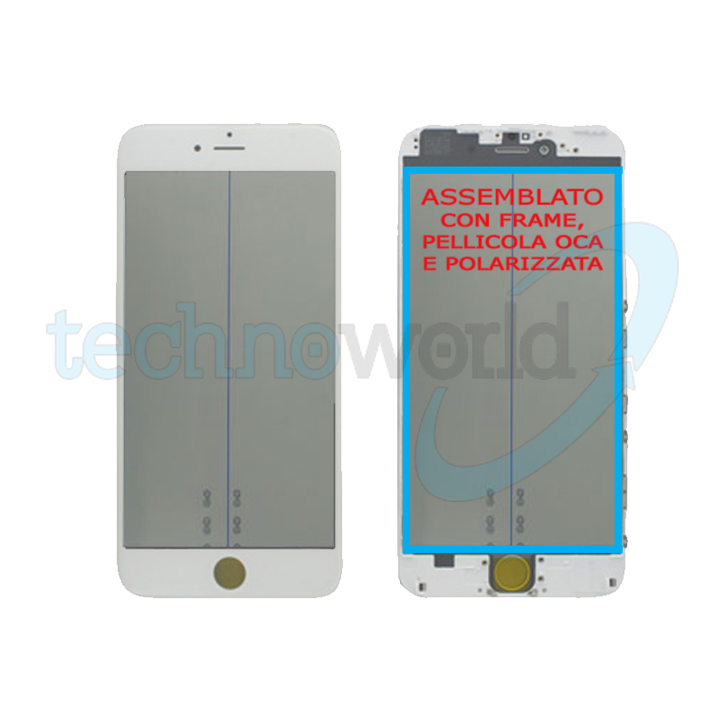 Vetro Display iPhone 6 Plus Bianco (Frame,Oca,Polarized)