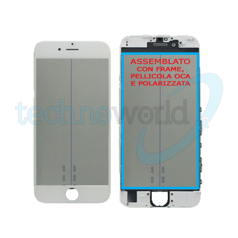 Vetro Display iPhone 6s Bianco (Frame,Oca,Polarized)