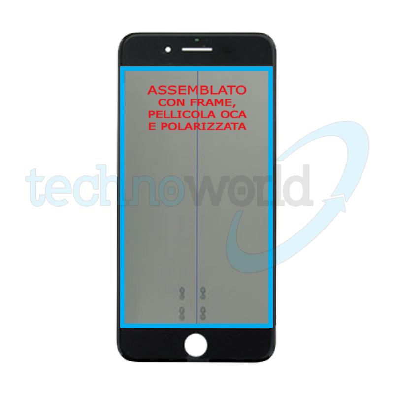 Vetro Display iPhone 7 Plus Nero (Frame,Oca,Polarized)