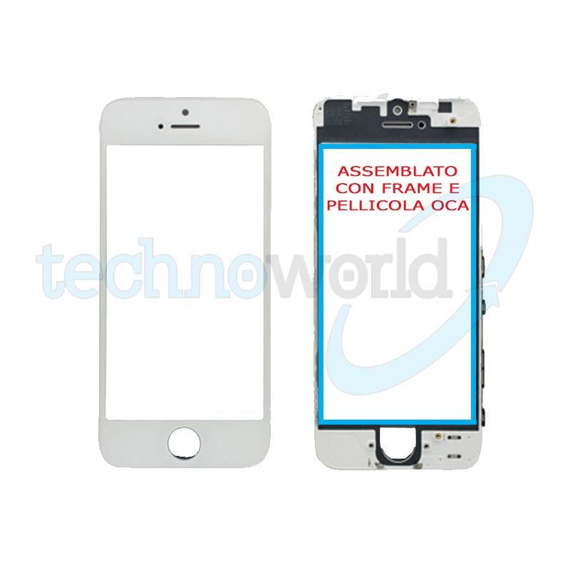 Vetro Display iPhone 5 Bianco (Frame,Oca)
