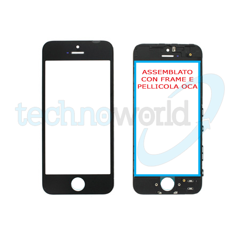 Vetro Display iPhone 5 Nero (Frame,Oca)