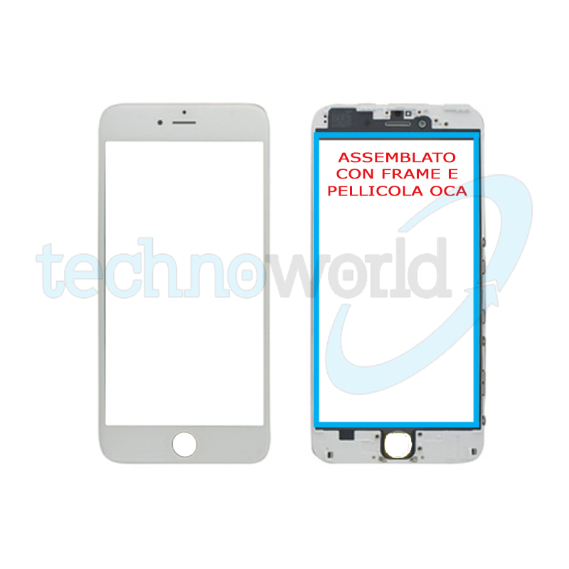 Vetro Display iPhone 6 Plus Bianco (Frame,Oca)