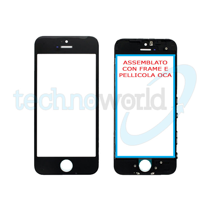 Vetro Display iPhone 5s/SE Nero (Frame,Oca)