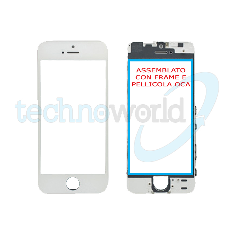 Vetro Display iPhone 5s/SE Bianco (Frame,Oca)