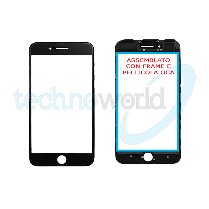 Vetro Display iPhone 7 Plus Nero (Frame,Oca)