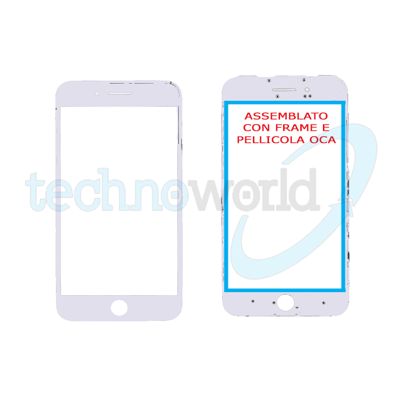 Vetro Display iPhone 7 Plus Bianco (Frame,Oca)