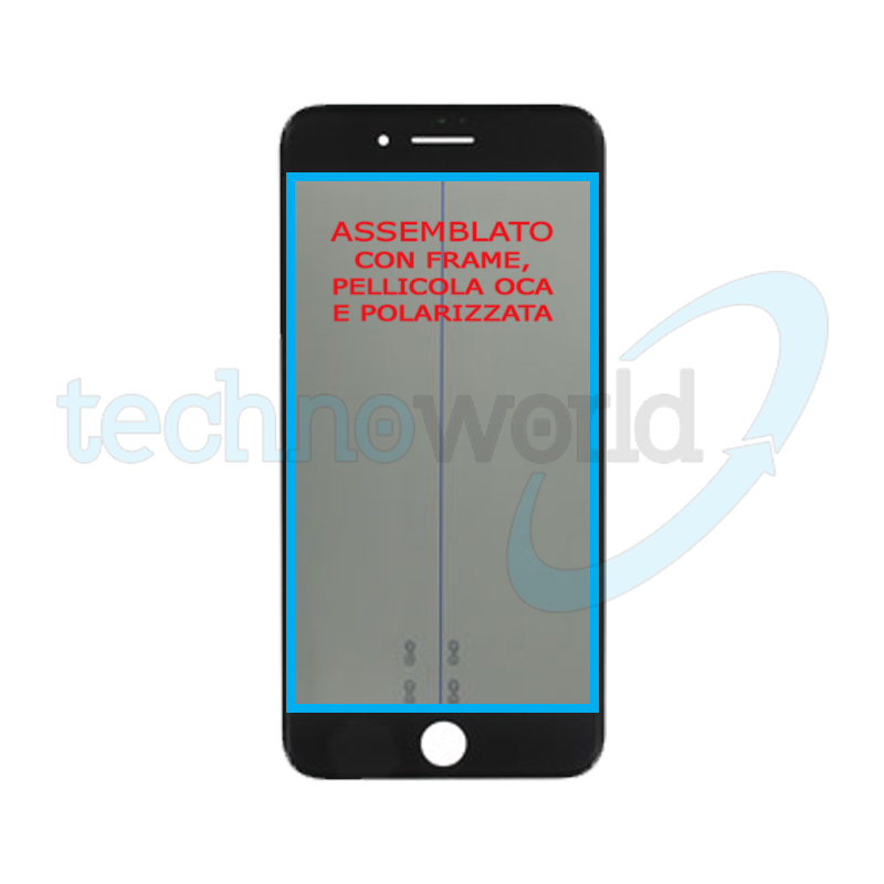 Vetro Display iPhone 8 Plus Nero (Frame,Oca,Polarized)